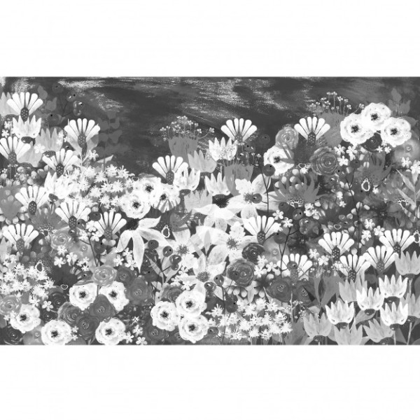 CARTA PANORAMICA - LES DOMINOTIERS - JARDIN FLEURI NOIRE ET BLANC