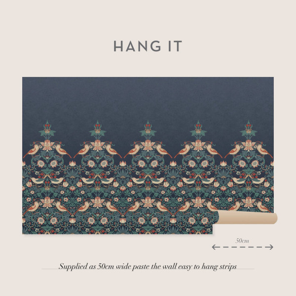 CARTA PARATI WILLIAM MORRIS AT HOME - STRAWBERRY THIEF MURAL