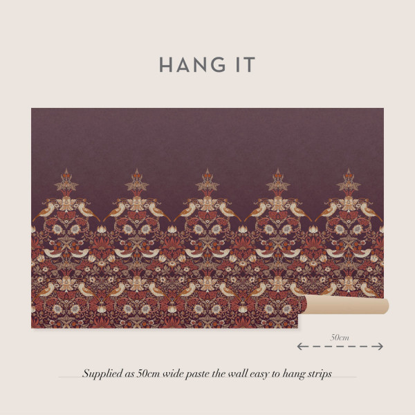 CARTA PARATI WILLIAM MORRIS AT HOME - STRAWBERRY THIEF MURAL